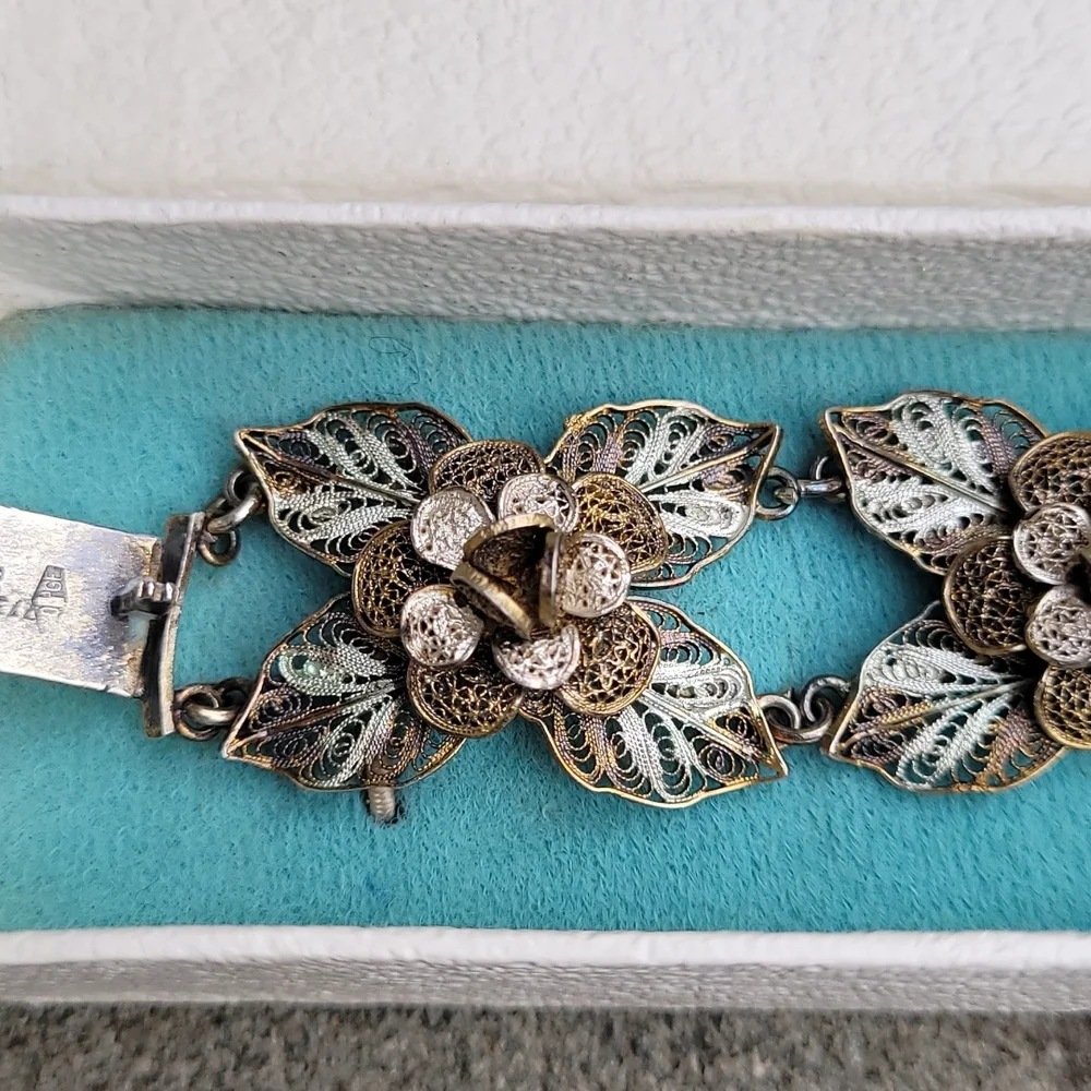 MCM Filigree linked floral rosette bracelet Spritzer & Fuhrmann - Picture 3 of 16
